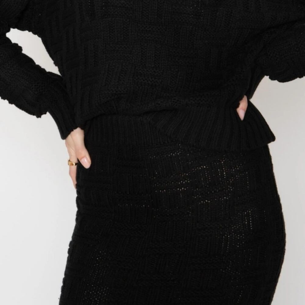 Callahan Revolve "Tony" Chunky Basketweave Knit Midi Skirt Slit NWT Large - Picture 13 of 13